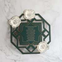 Olive Green Thank You Card Foil Printing Customized Laser Cut Paper 